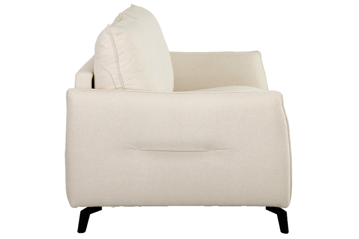 Canap convertible design 3 places en tissu beige et mtal noir avec matelas 12 cm LIAM