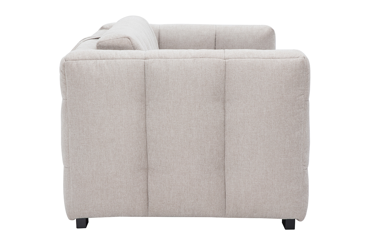Canap� convertible design 3 places en tissu effet velours textur� beige CORTO