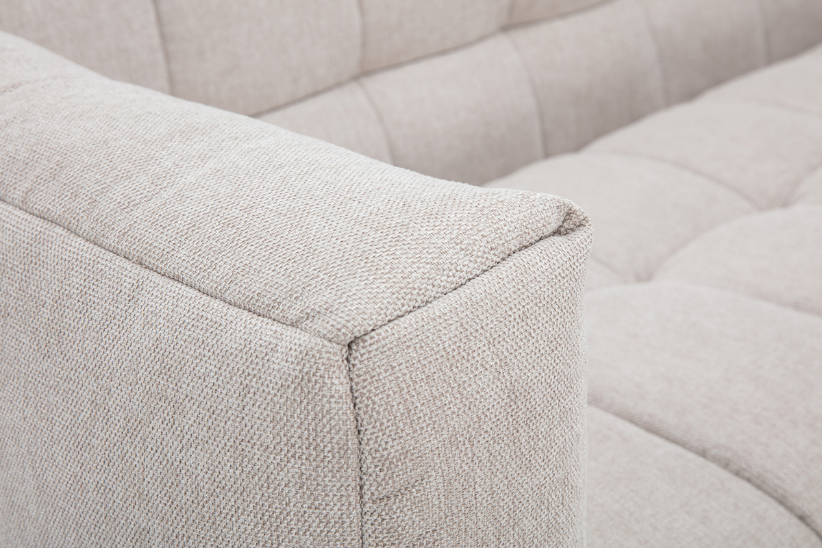 Canap� convertible design 3 places en tissu effet velours textur� beige CORTO