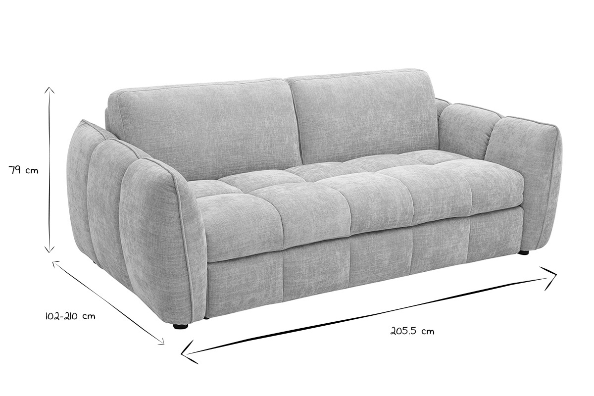 Canap� convertible design 3 places en tissu effet velours textur� taupe WONDER