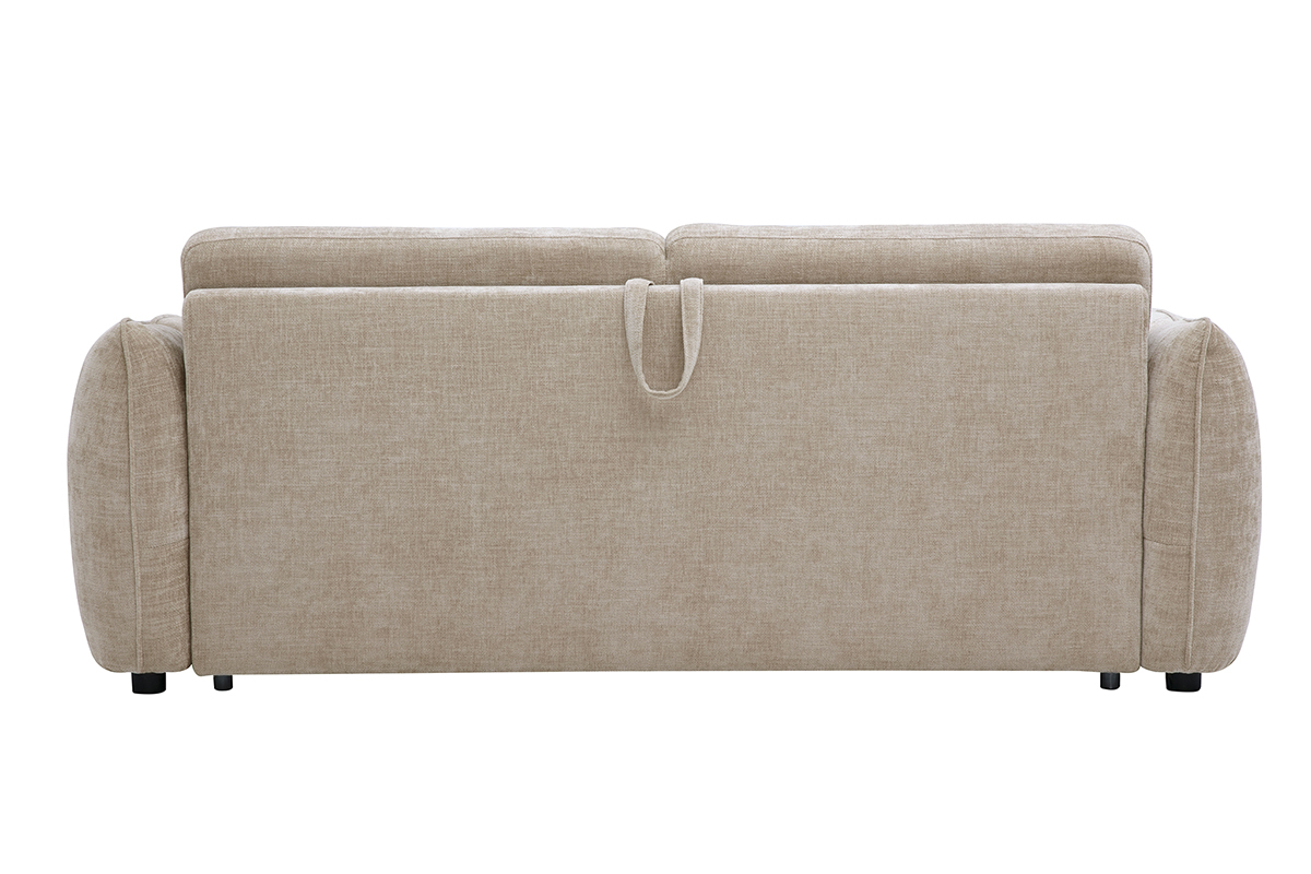 Canap� convertible design 3 places en tissu effet velours textur� taupe WONDER