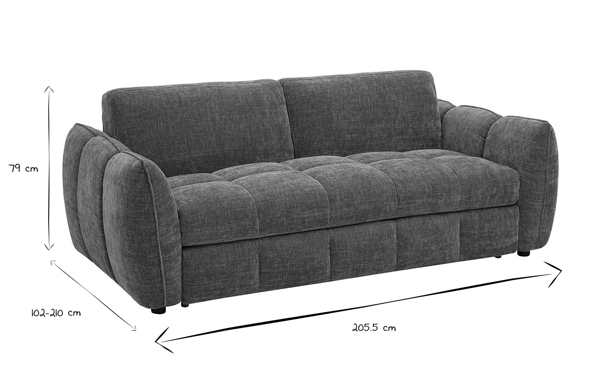Canap� convertible design 3 places en tissu effet velours textur� terre br�l�e WONDER