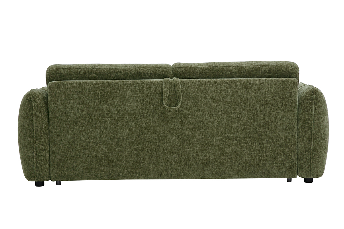 Canap� convertible design 3 places en tissu effet velours textur� vert kaki WONDER