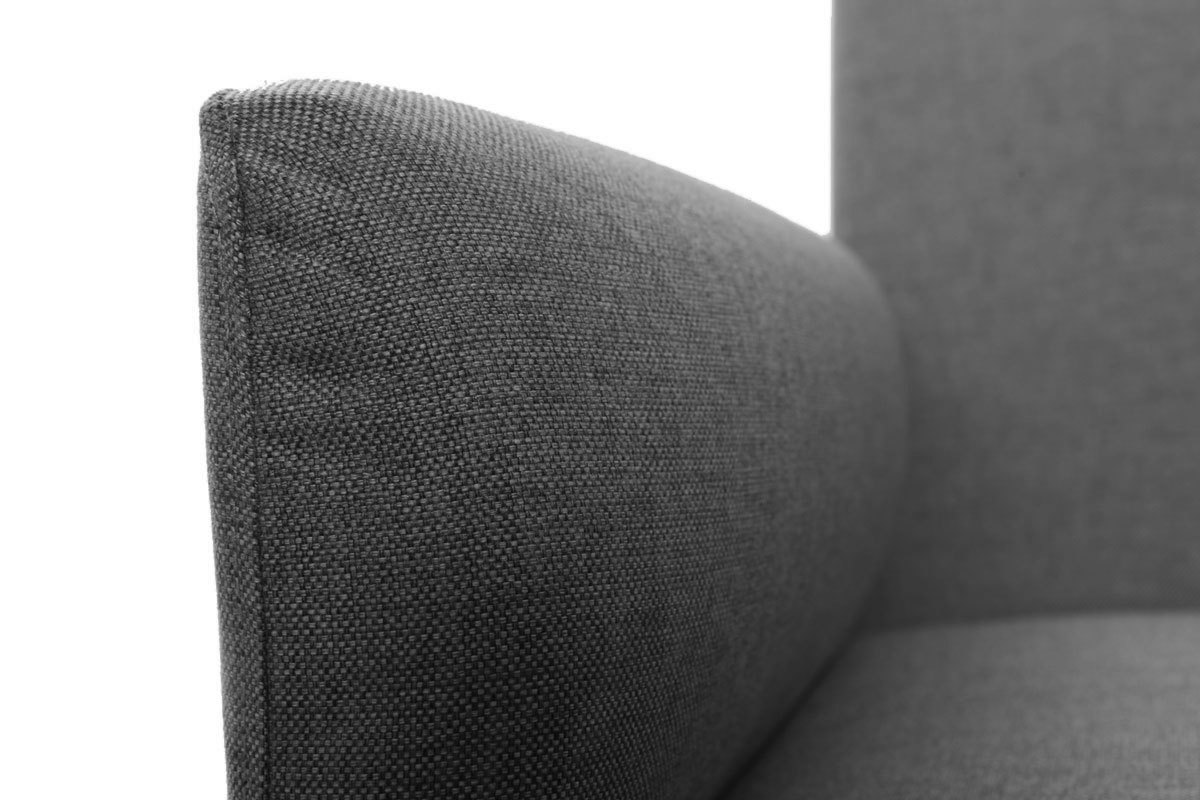 Canap convertible design 3 places en tissu gris et acier chrom ELIN