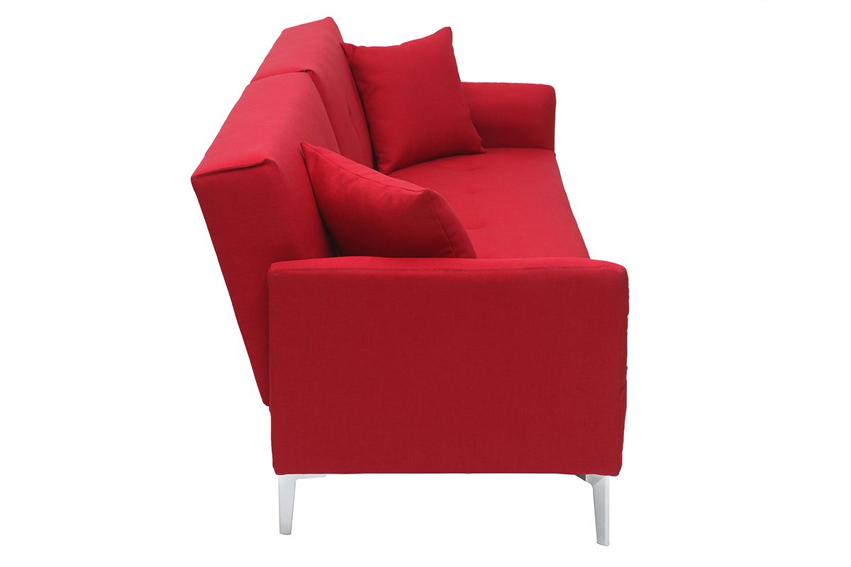 Canap� convertible design 3 places en tissu rouge ELIN