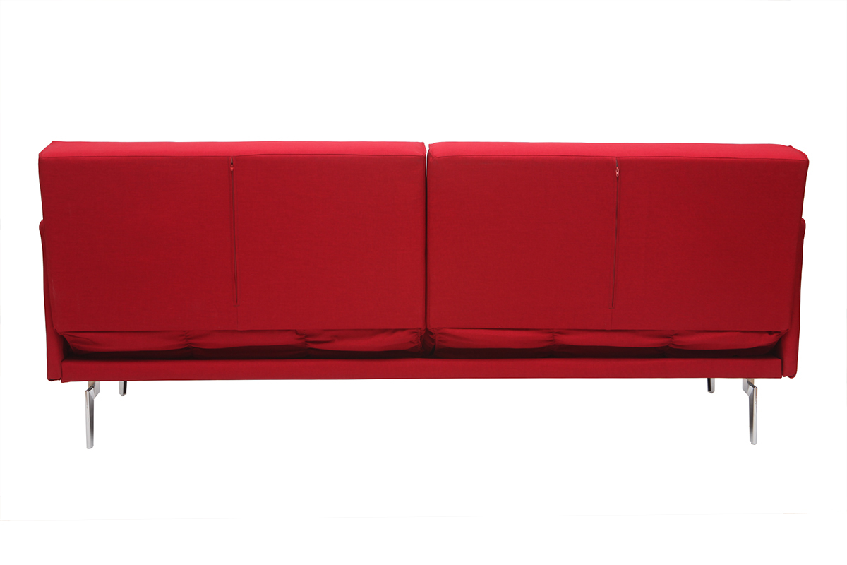 Canap� convertible design 3 places en tissu rouge ELIN