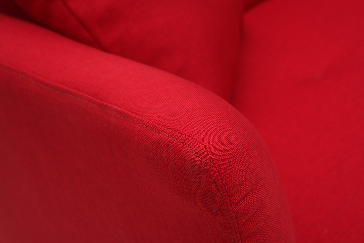 Canap� convertible design 3 places en tissu rouge ELIN