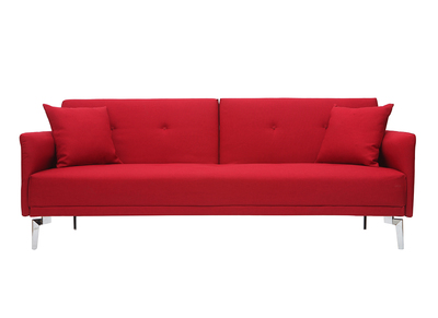 Canap&eacute; convertible design 3 places en tissu rouge ELIN