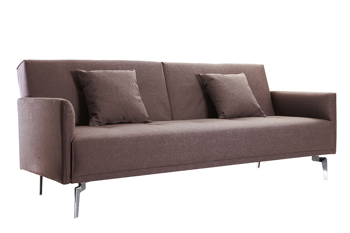 Canap� convertible design 3 places marron clair ELIN