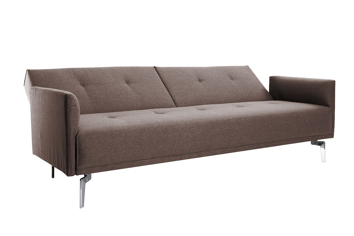 Canap� convertible design 3 places marron clair ELIN