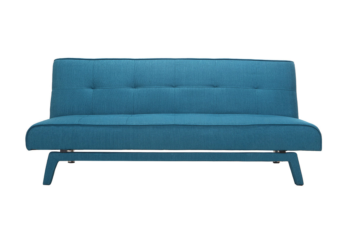 Canap convertible design 3 places tissu bleu canard BUCK