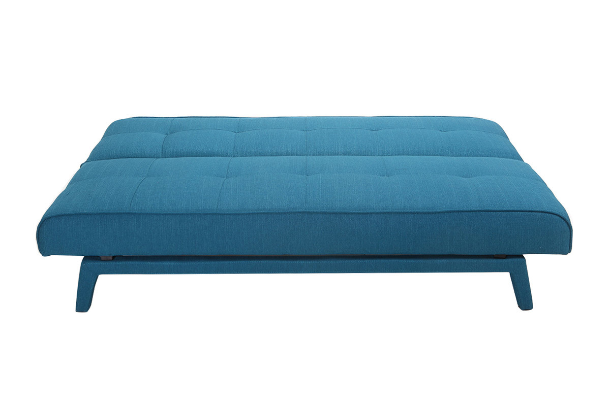 Canap convertible design 3 places tissu bleu canard BUCK