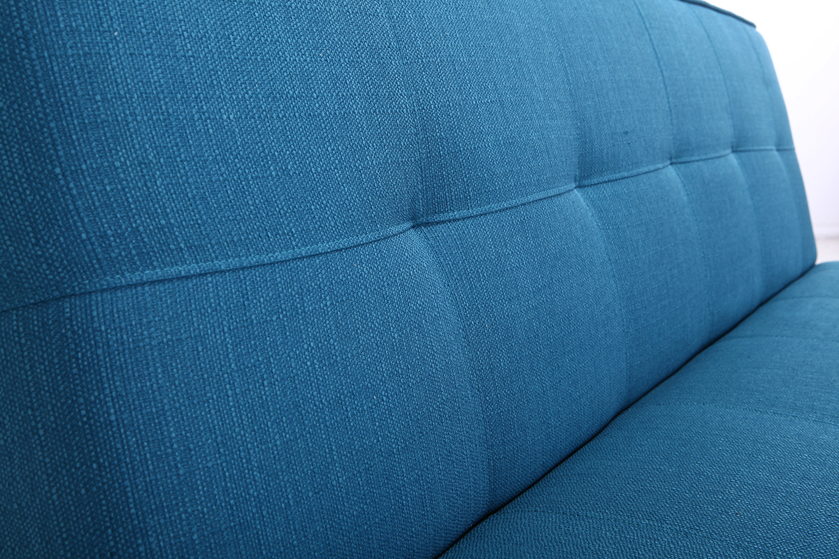 Canap convertible design 3 places tissu bleu canard BUCK