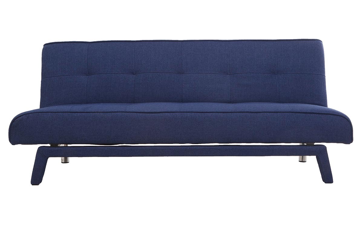 Canap convertible design 3 places tissu bleu fonc BUCK
