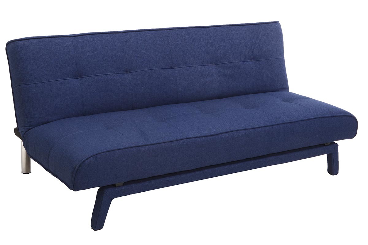 Canap convertible design 3 places tissu bleu fonc BUCK