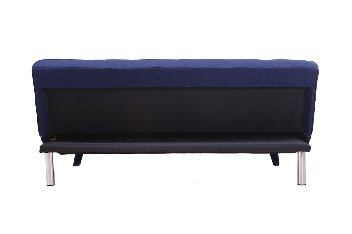 Canap convertible design 3 places tissu bleu fonc BUCK