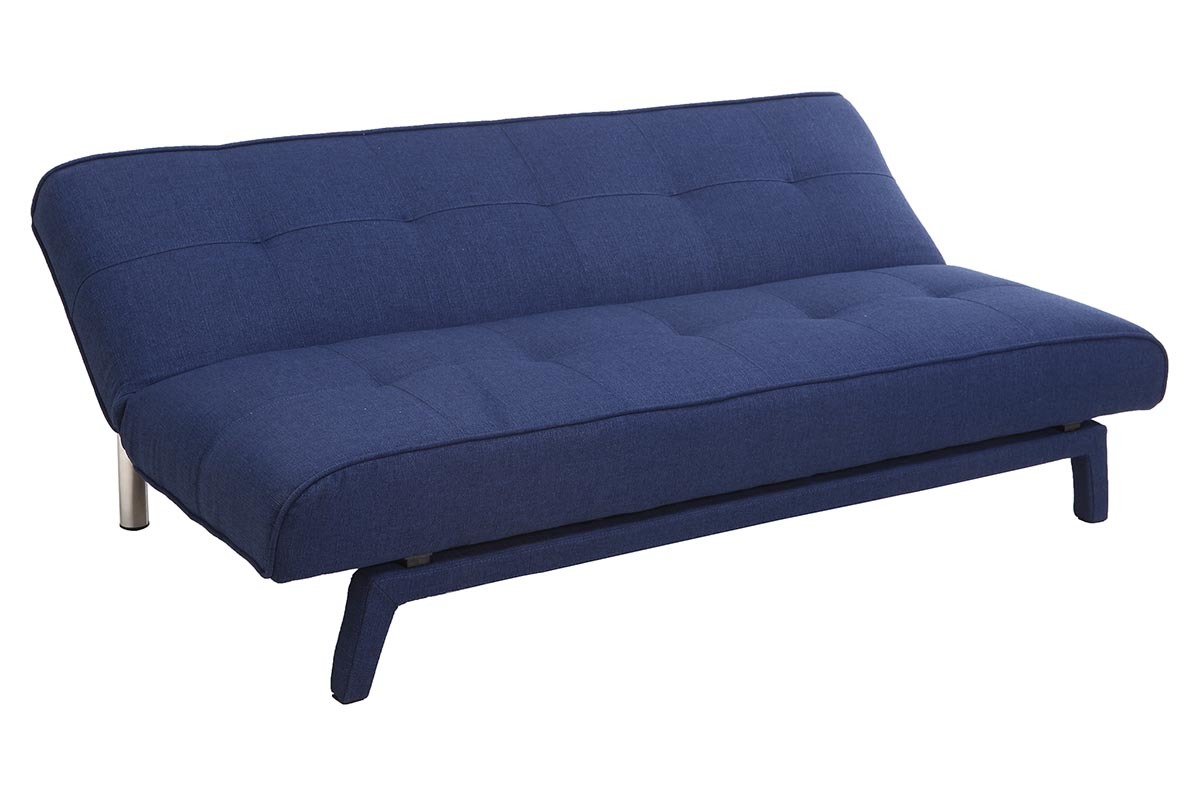 Canap convertible design 3 places tissu bleu fonc BUCK