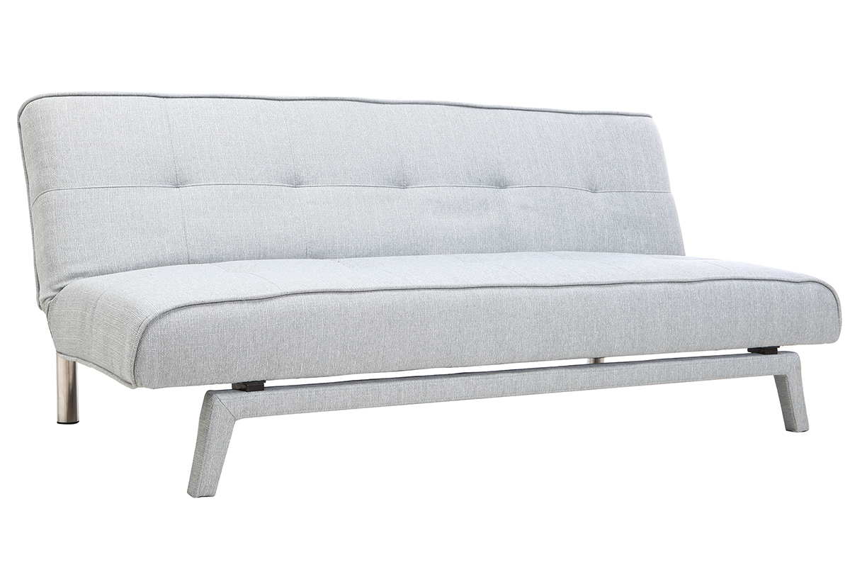 Canap convertible design 3 places tissu gris clair BUCK