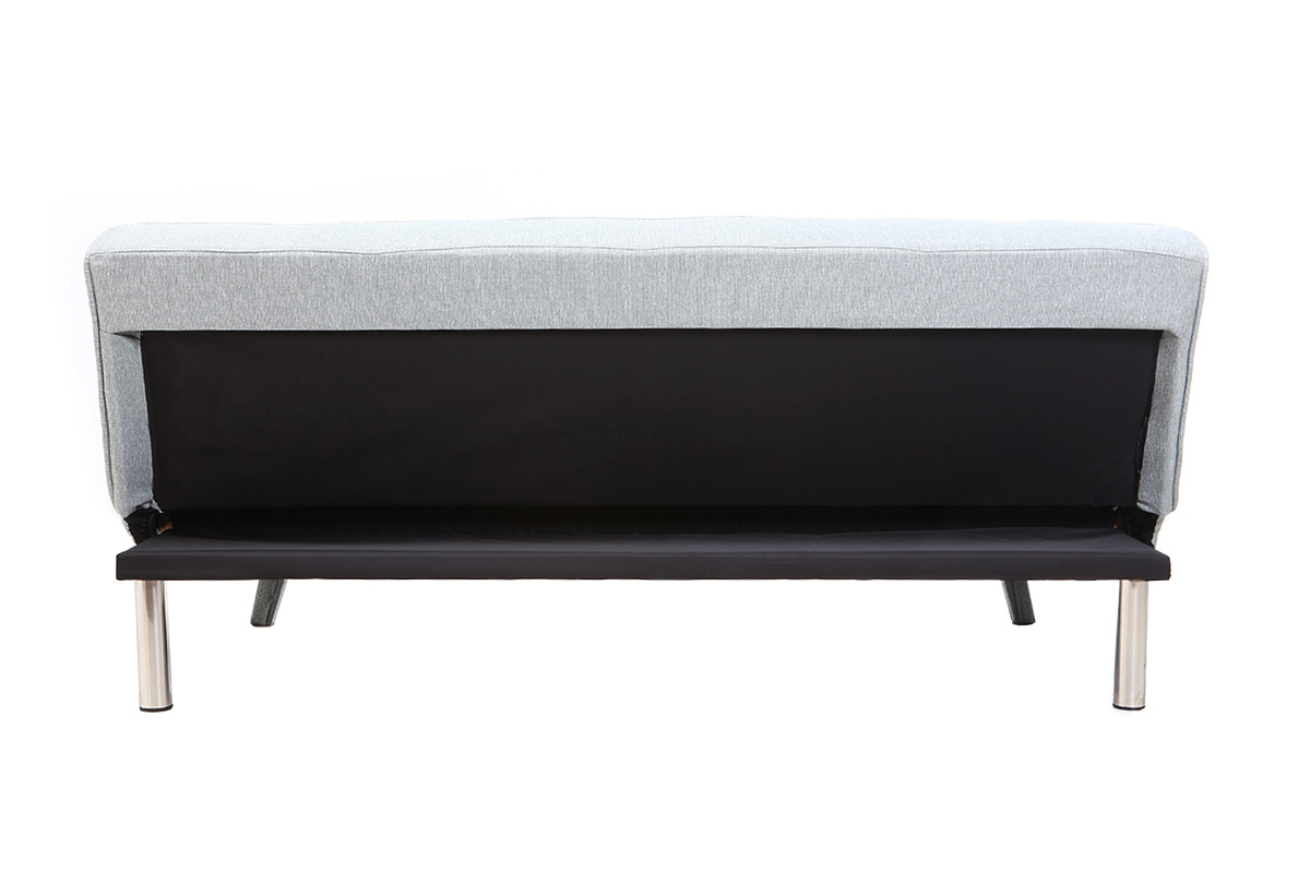 Canap convertible design 3 places tissu gris clair BUCK