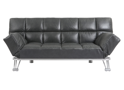 Canap&eacute; convertible design en cuir de vache gris MANHATTAN