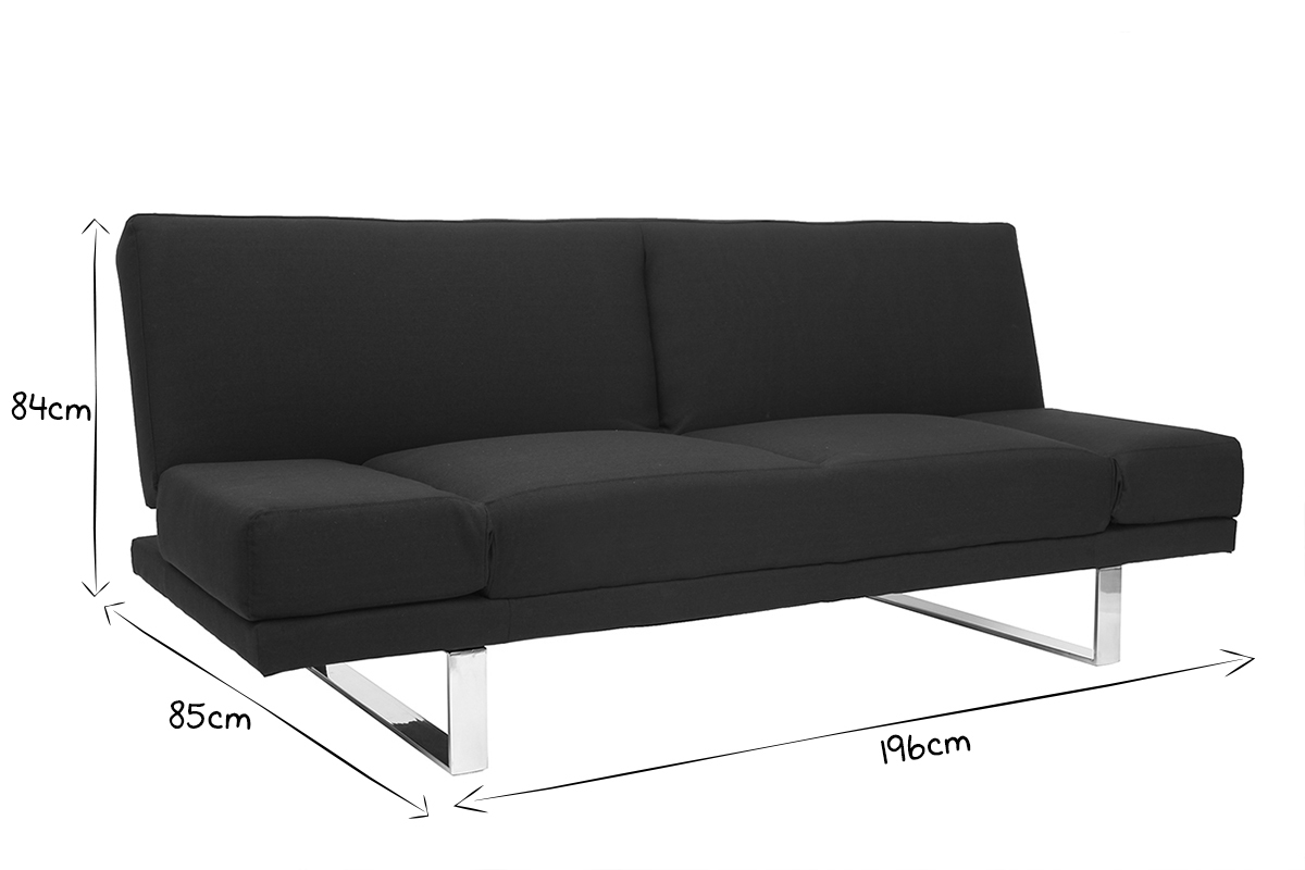 Canap convertible design en tissu noir ATLANTA