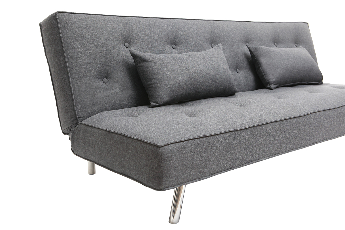 Canap� convertible en tissu gris fonc� LEONARD