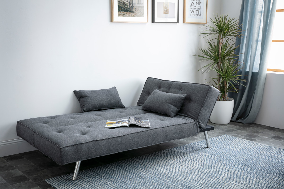 Canap� convertible en tissu gris fonc� LEONARD
