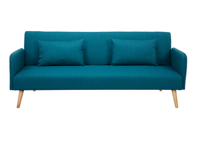 Canap&eacute; convertible scandinave 3 places bleu canard LULA