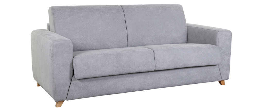 Canap� convertible scandinave 3 places effet velours gris SVEN