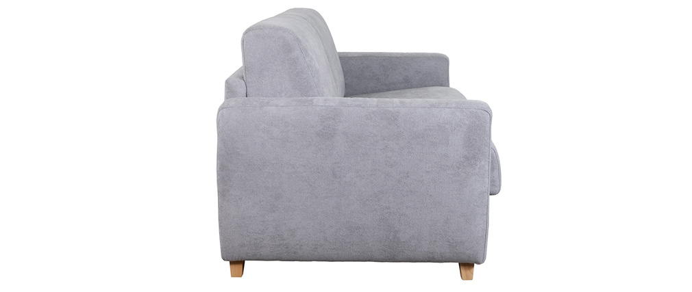 Canap� convertible scandinave 3 places effet velours gris SVEN