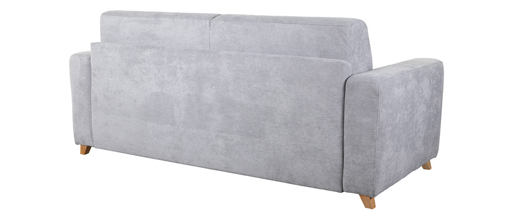 Canap� convertible scandinave 3 places effet velours gris SVEN