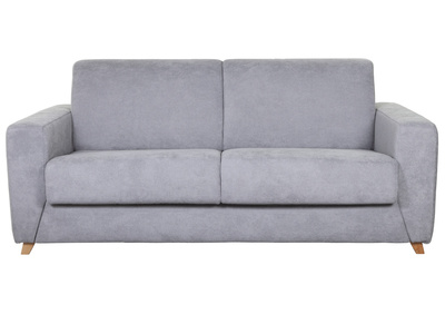Canap&eacute; convertible scandinave 3 places effet velours gris SVEN