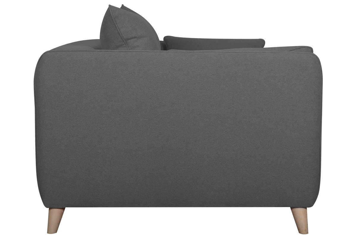 Canap� convertible scandinave 3 places en tissu gris anthracite et bois clair GUILTY