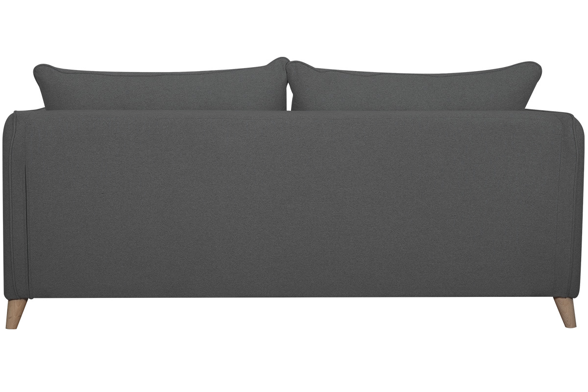 Canap� convertible scandinave 3 places en tissu gris anthracite et bois clair GUILTY