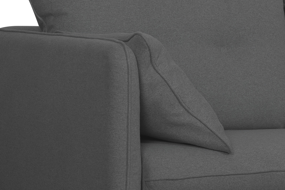 Canap� convertible scandinave 3 places en tissu gris anthracite et bois clair GUILTY