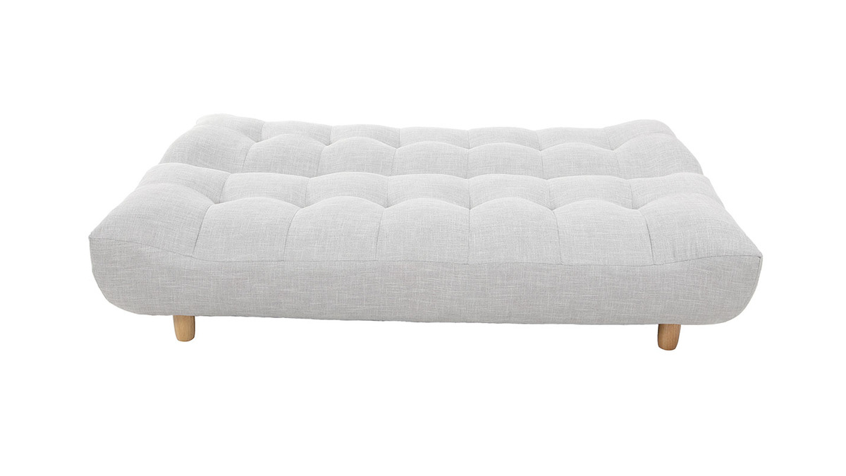 Canap convertible scandinave 3 places en tissu gris clair et bois clair YUMI