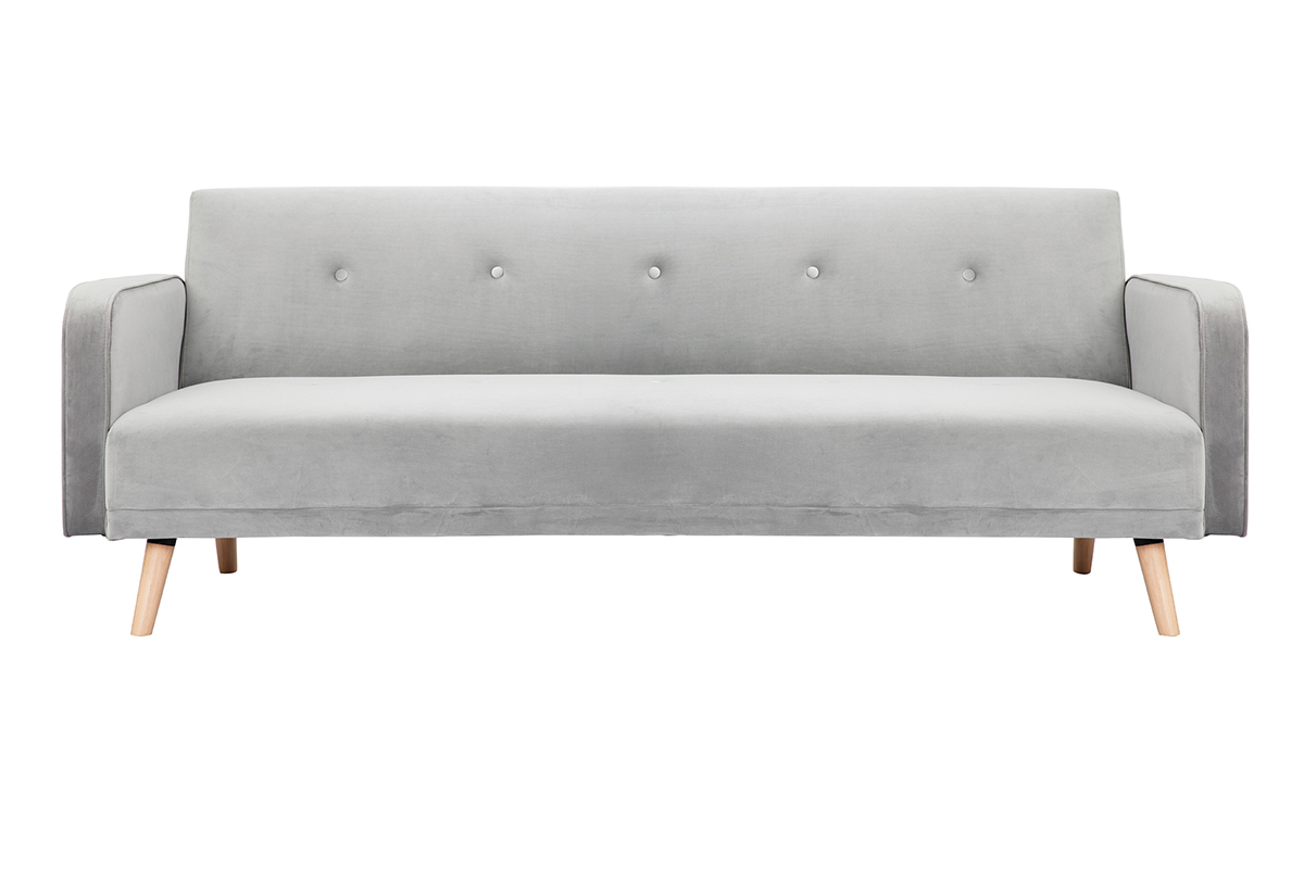 Canap� convertible scandinave 3 places gris velours ULLA