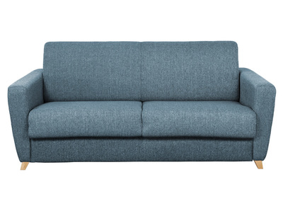 Canap&eacute; convertible scandinave bleu et bois GRAHAM