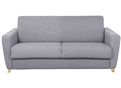 Canap&eacute; convertible scandinave gris clair et bois GRAHAM