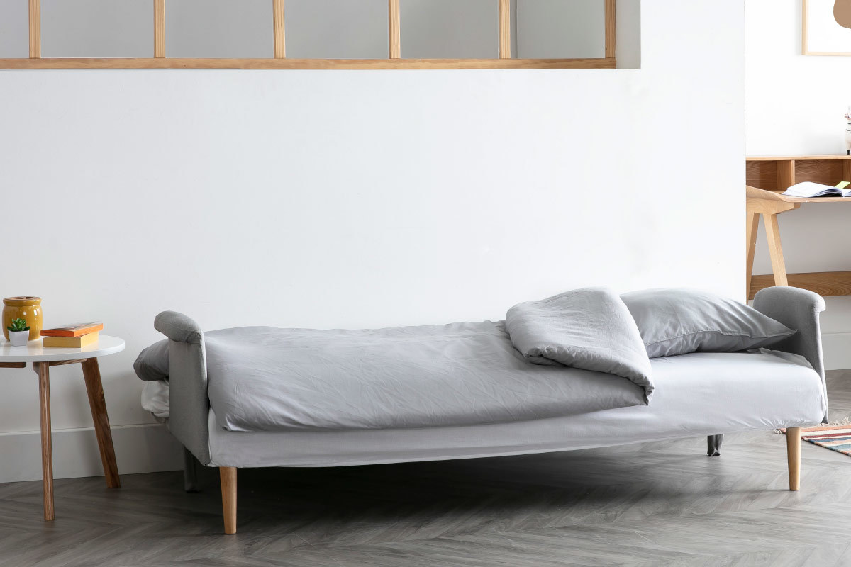 Canap convertible scandinave gris clair OSCAR