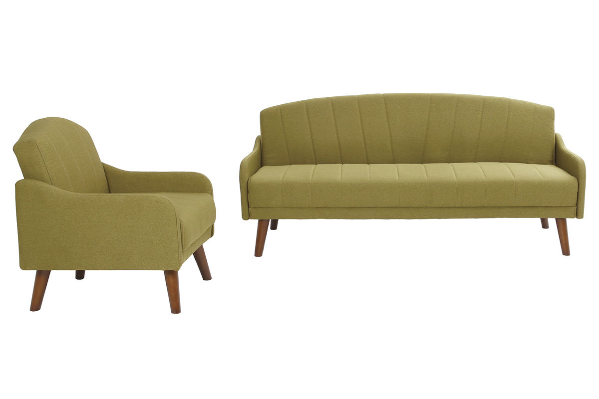 Canap convertible vintage 3 places vert ARYA