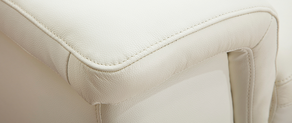 Canap� cuir 3 places blanc cass� avec t�ti�res ajustables ROMEO - cuir de buffle