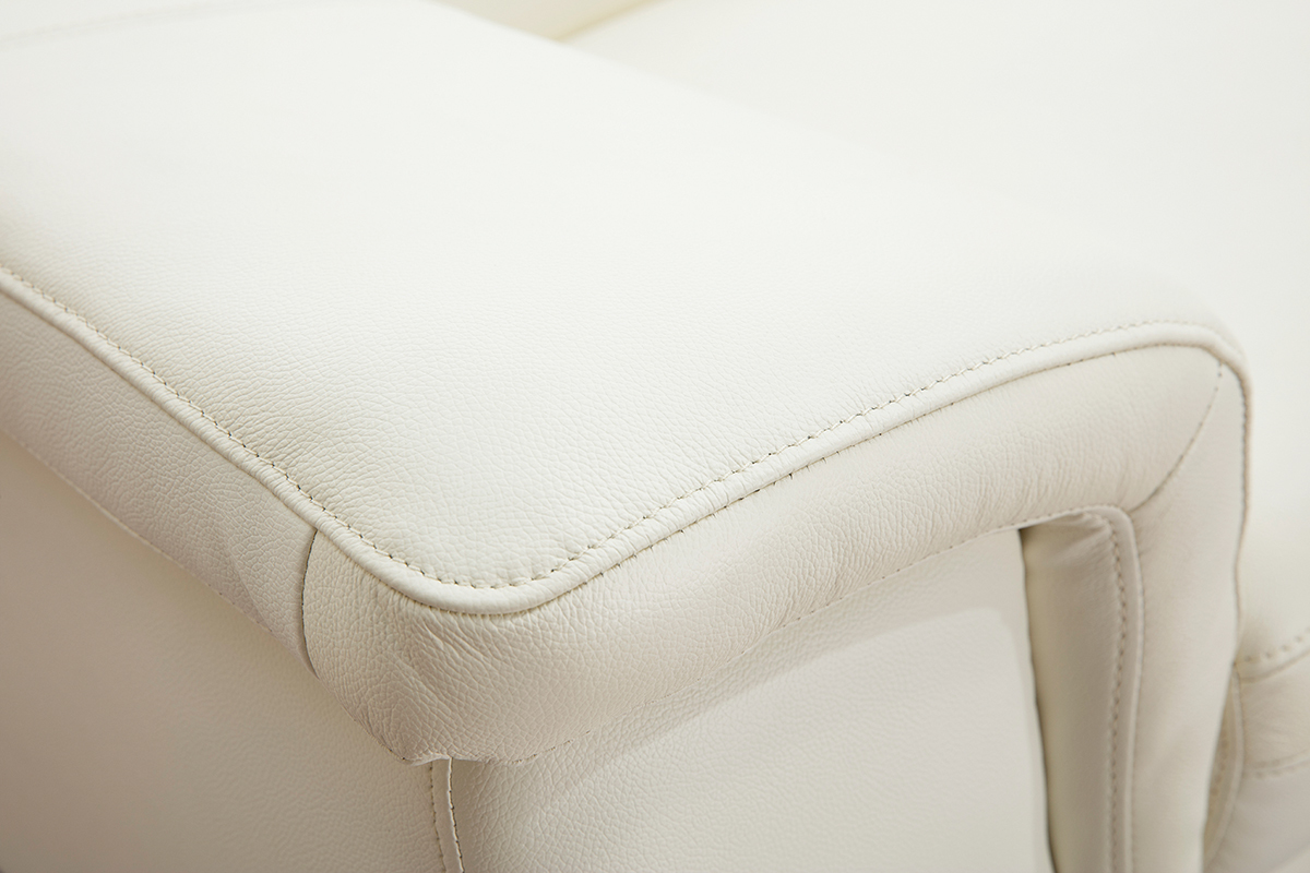Canap cuir 3 places blanc cass avec ttires ajustables ROMEO - cuir de buffle