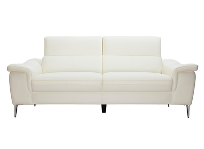 Canap&eacute; cuir 3 places blanc cass&eacute; avec t&ecirc;ti&egrave;res ajustables ROMEO - cuir de buffle