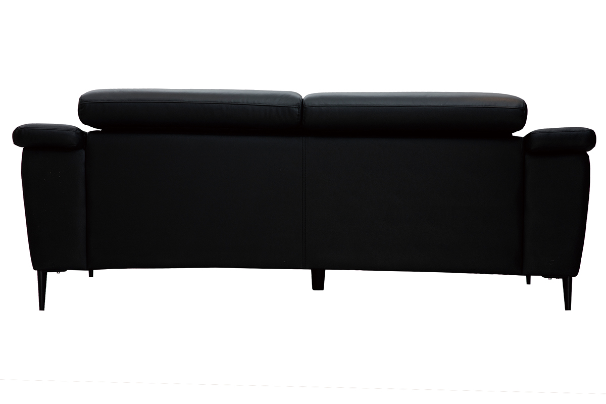 Canap� cuir 3 places noir avec t�ti�res ajustables ROMEO - cuir de buffle
