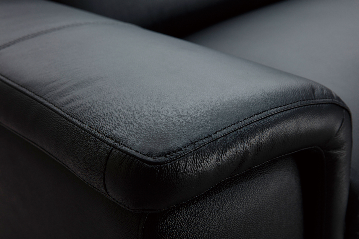 Canap� cuir 3 places noir avec t�ti�res ajustables ROMEO - cuir de buffle