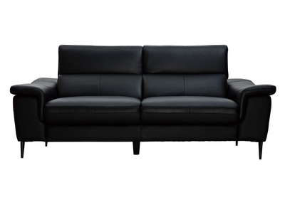 Canap&eacute; cuir 3 places noir avec t&ecirc;ti&egrave;res ajustables ROMEO - cuir de buffle