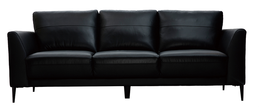 Canap� cuir 3 places noir JOPLIN - cuir de buffle