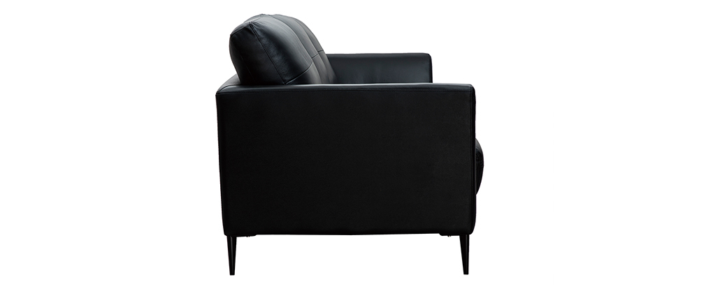 Canap� cuir 3 places noir JOPLIN - cuir de buffle