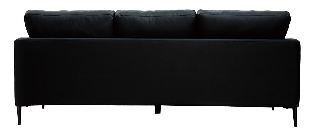Canap� cuir 3 places noir JOPLIN - cuir de buffle